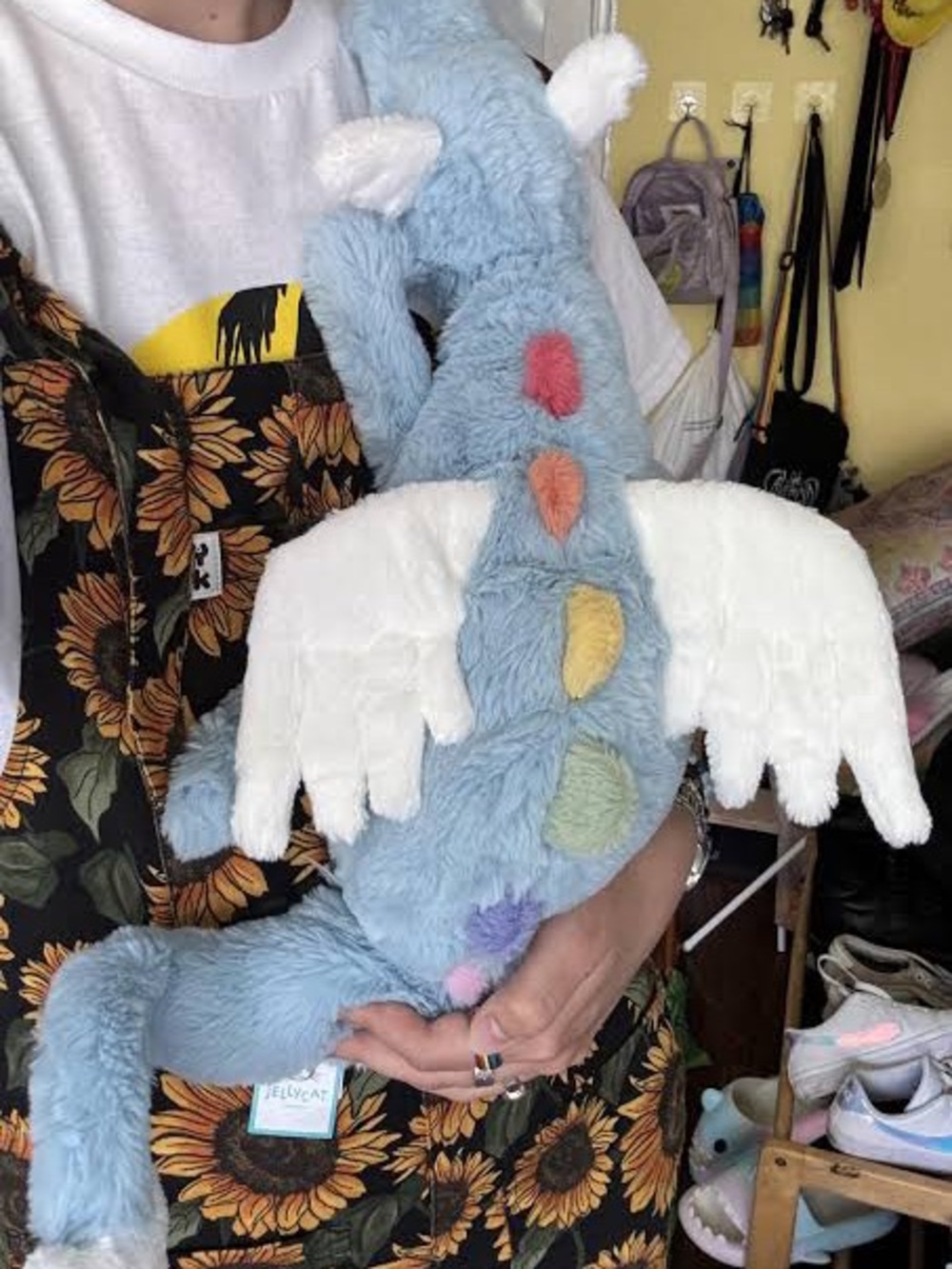Jellycat nwt authentic sky dragon blue  Winged Plush Dragon with Rainbow Spots